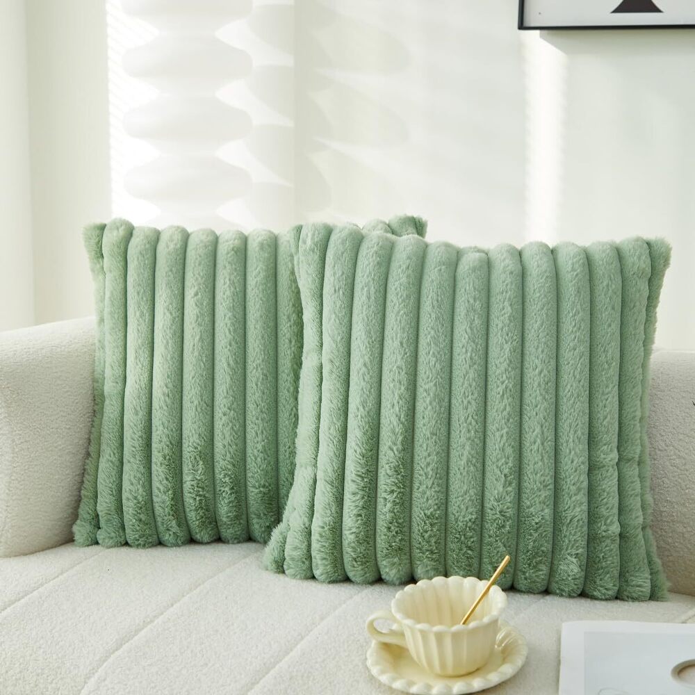 4610 Pack of 2,Double-Sided Faux Fur Plush Decorative Throw Pillow Covers